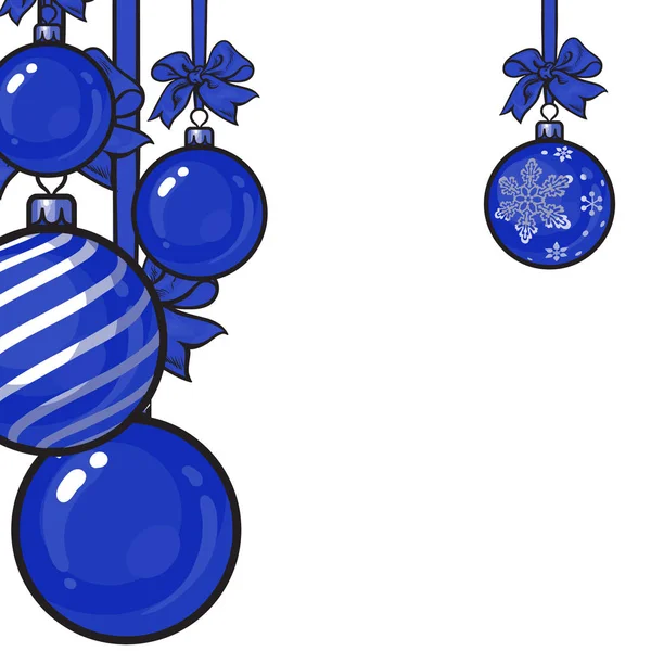 Blaue Weihnachtskugeln mit Schleife und Schleifen — Stockfoto