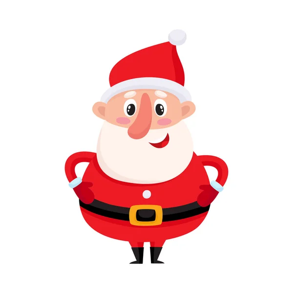 Cute and funny Santa Claus with round belly, vector illustration — Stock Vector