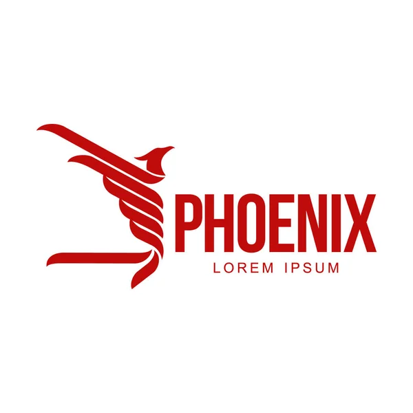 Стилизованная графическая птица феникс с расширенным шаблоном логотипа крыльев — стоковый вектор
