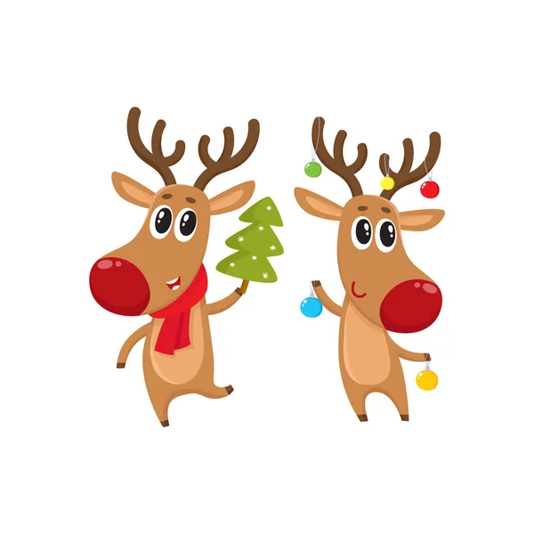 Kerst rendieren in rode sjaal, cartoon vectorillustratie — Stockvector