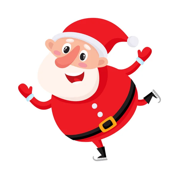 Милый и забавный Санта-Клаус катается на коньках, векторная иллюстрация — стоковый вектор