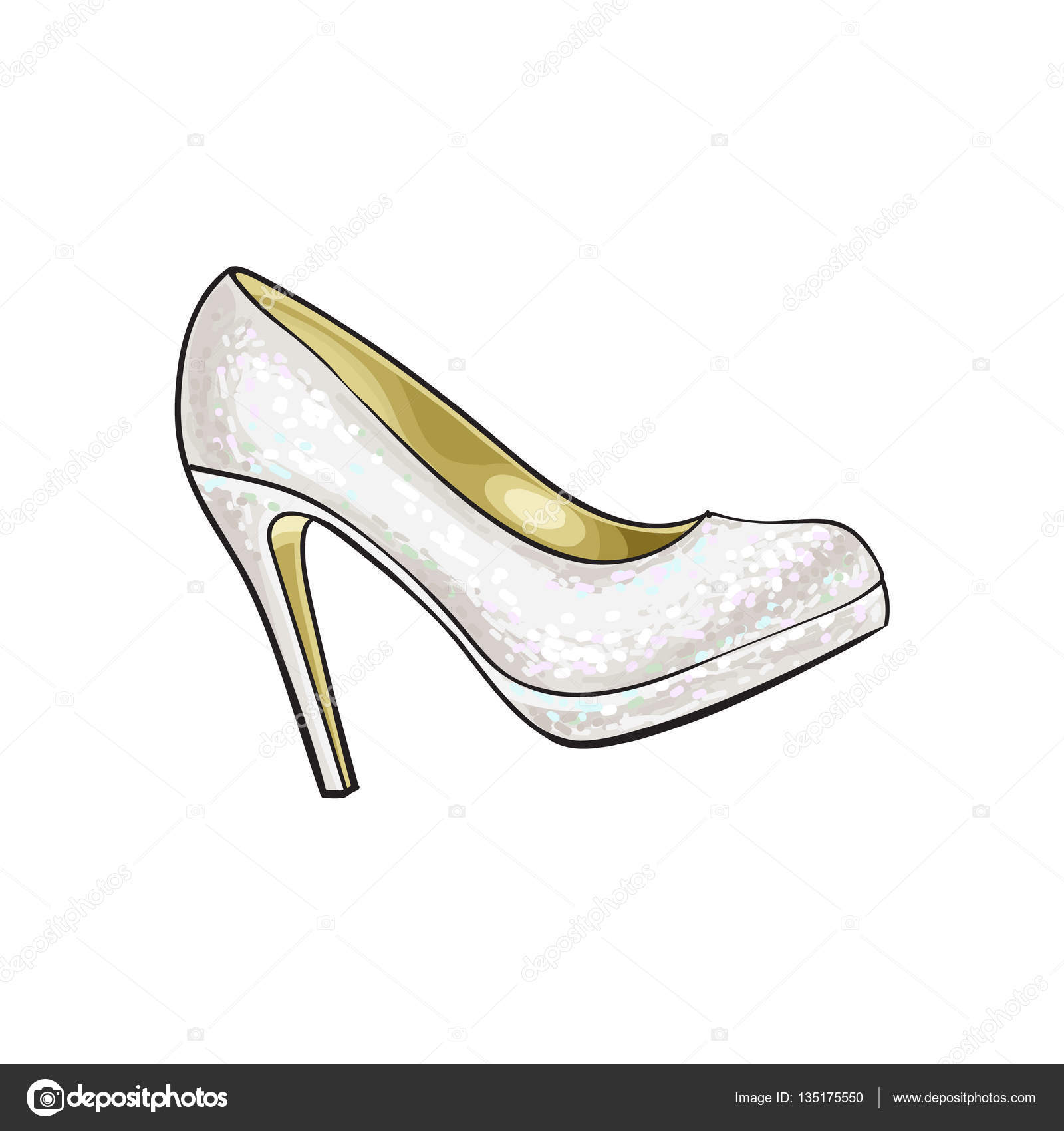 stock illustration high heeled glittering elegant white