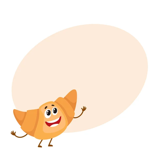 Croissant divertente, personaggio del panino — Vettoriale Stock