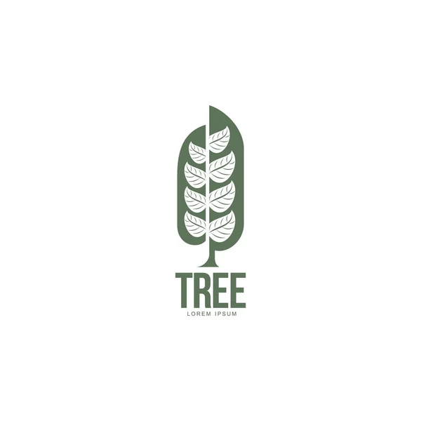 Расширенный графический логотип дерева со стилизованными листьями, растущими из центра — стоковый вектор