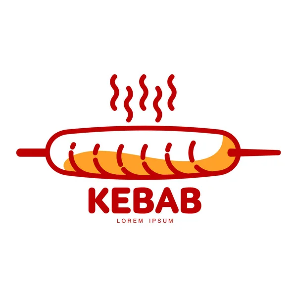 Stilisierte heiße, frisch gegrillte türkische Kebab-Logo-Vorlage — Stockvektor