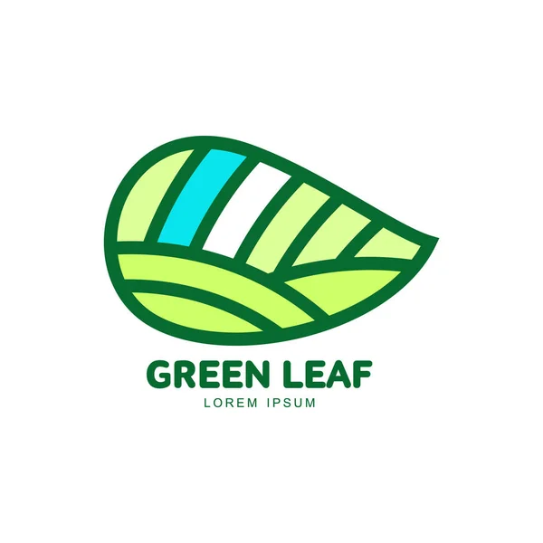 Șablon orizontal de logo frunze verzi, ilustrație vectorială — Vector de stoc