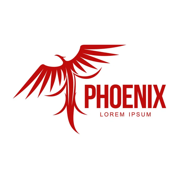 Gestileerde grafische phoenix bird resurrecting in vlam logo sjabloon — Stockvector