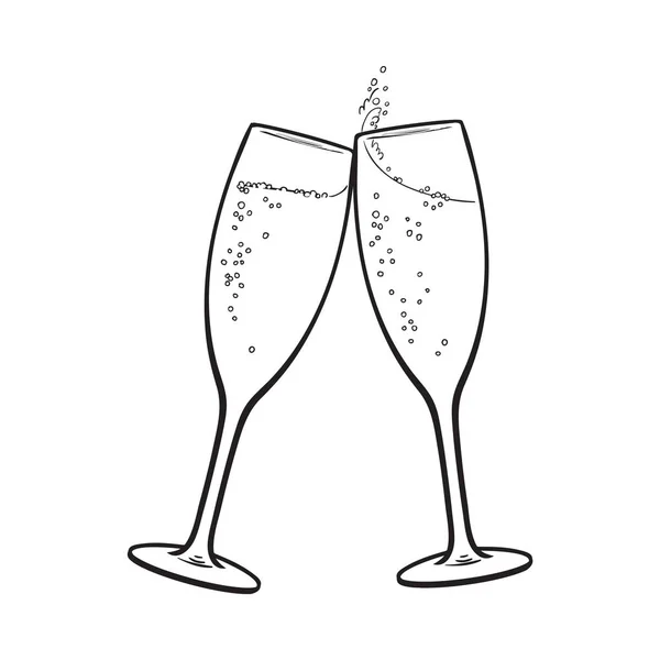 Paire de verres à champagne, toasts de vacances — Image vectorielle