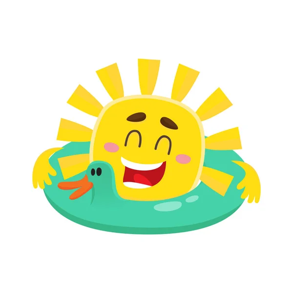 Lachende, vrolijke zon dragen van een zonnebril, geïsoleerde cartoon vectorillustratie — Stockvector