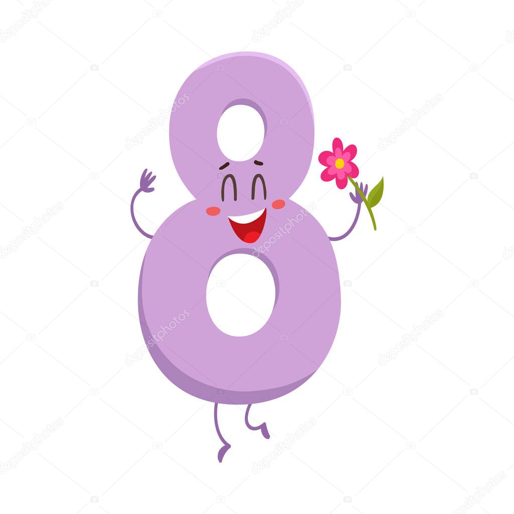 Cute and funny colorful 8 number characters, birthday greetings