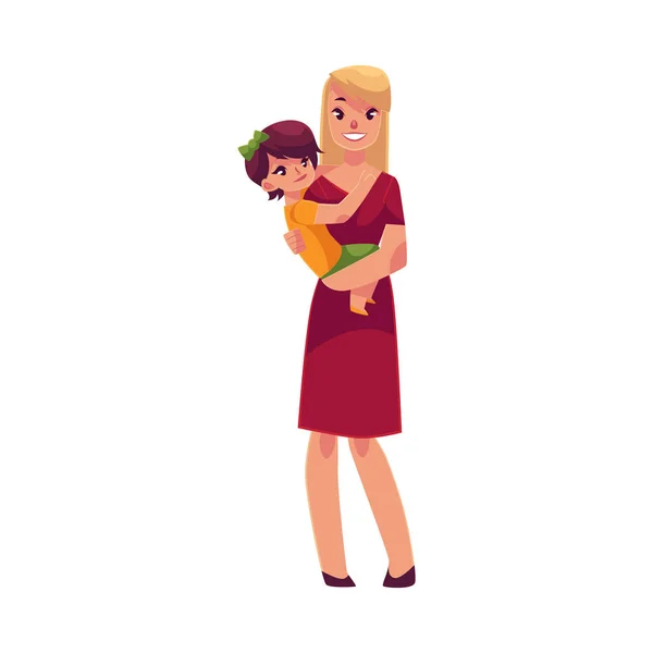 Happy mother holding her son in hands — Stock Vector