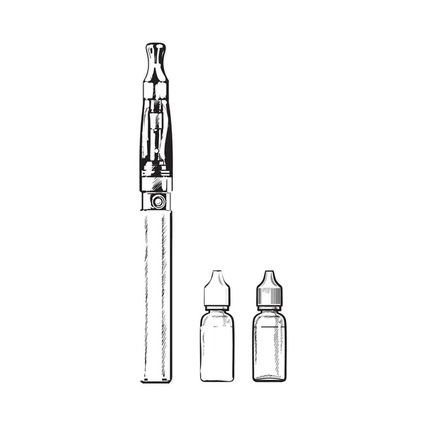 Bouteilles électroniques de cigarettes ou de vapeur et de liquide de remplissage — Image vectorielle