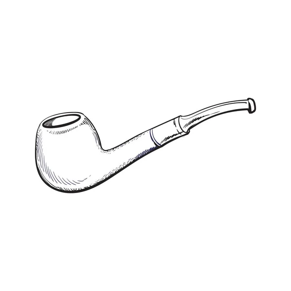 Lujosa pipa de fumar tabaco barnizado de madera, ilustración vectorial boceto — Vector de stock