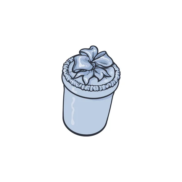 Boîte cadeau cylindre gris avec arc et ruban — Image vectorielle