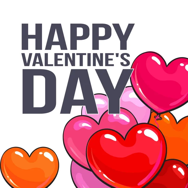 Valentin nap-üdvözlőlap csomó szív alakú lufi — Stock Vector