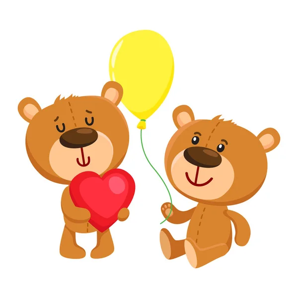 Два милых медвежонка, празднование дня рождения — стоковый вектор