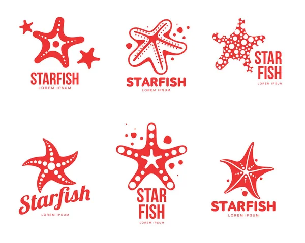 Conjunto de gráficos, plantillas de logotipo de estrella de mar de silueta — Vector de stock