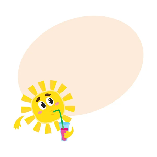 Doordachte zon drinken cocktail, geïsoleerde cartoon vectorillustratie — Stockvector