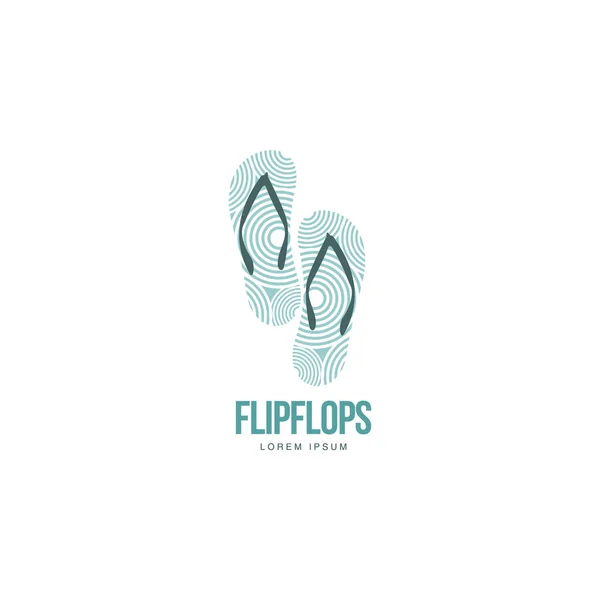 Στυλιζαρισμένη ζευγάρι του τρία χρωματιστά ελαστικά flip flops λογότυπο πρότυπο — Διανυσματικό Αρχείο