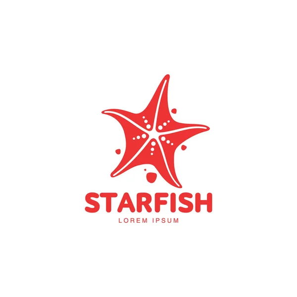 Plantilla de logotipo de estrella de mar de silueta gráfica, concepto de vacaciones de verano — Vector de stock