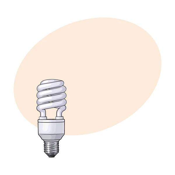 Fluorescerende, energiebesparing, gloeilamp spiraal op witte achtergrond — Stockvector