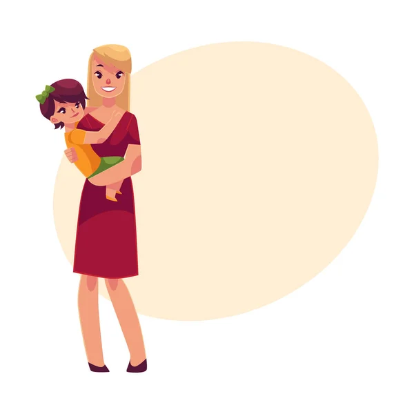 Glückliche Mutter hält ihren Sohn in den Händen — Stockvektor