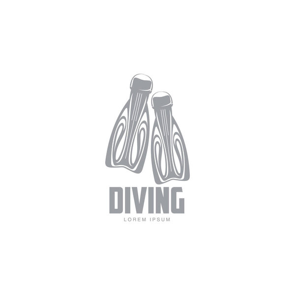 Black and white diving logo template with pair of flippers