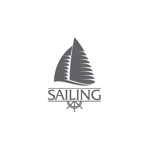 Graficzny yacht club, żeglarstwo sport logo szablon z koła kierownicy — Wektor stockowy