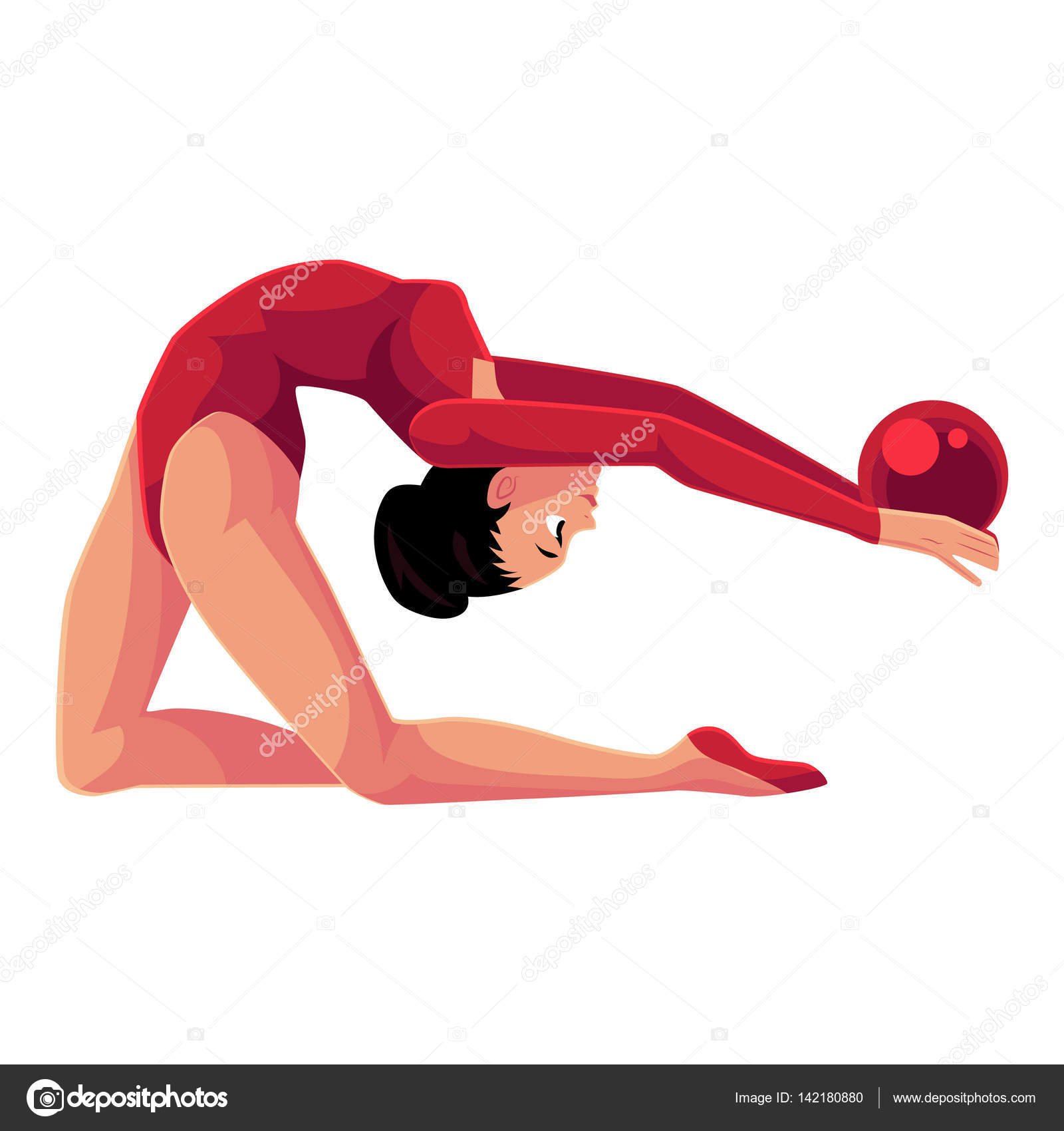 Flexible Professional Female Gymnasts Doing Rhythmic Gymnastics in Gym,  Beautiful Girls Exercising with Sports Equipment Vector Illustration, Stock vector