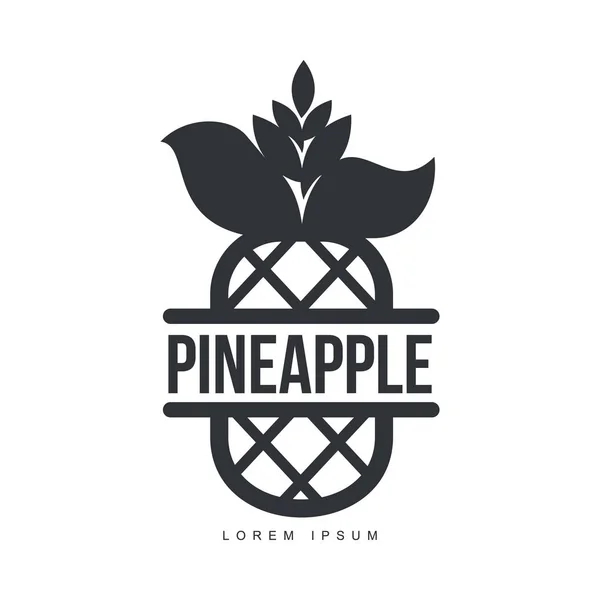 Plantilla de logotipo de piña gráfica simétrica en blanco y negro — Archivo Imágenes Vectoriales