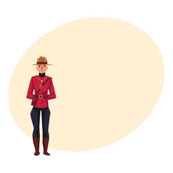 Kanadské policista v tradiční dresy, scarlet košile a krátké kalhoty — Stockový vektor