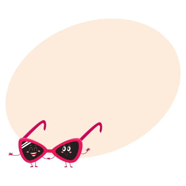 Kacamata merah karakter lucu dengan tangan dan kaki - Stok Vektor