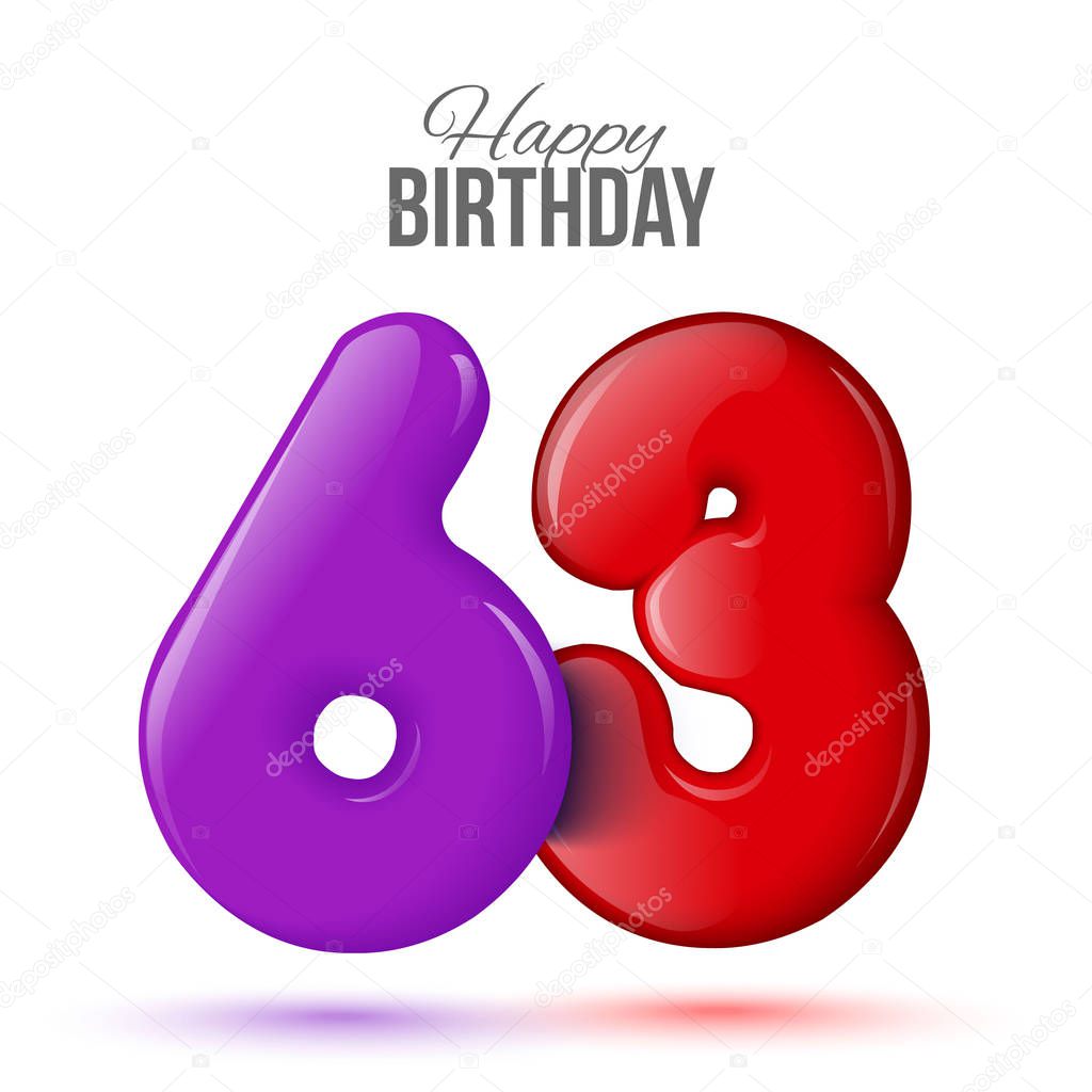 Birthday greeting card template with glossy fifty shaped balloon