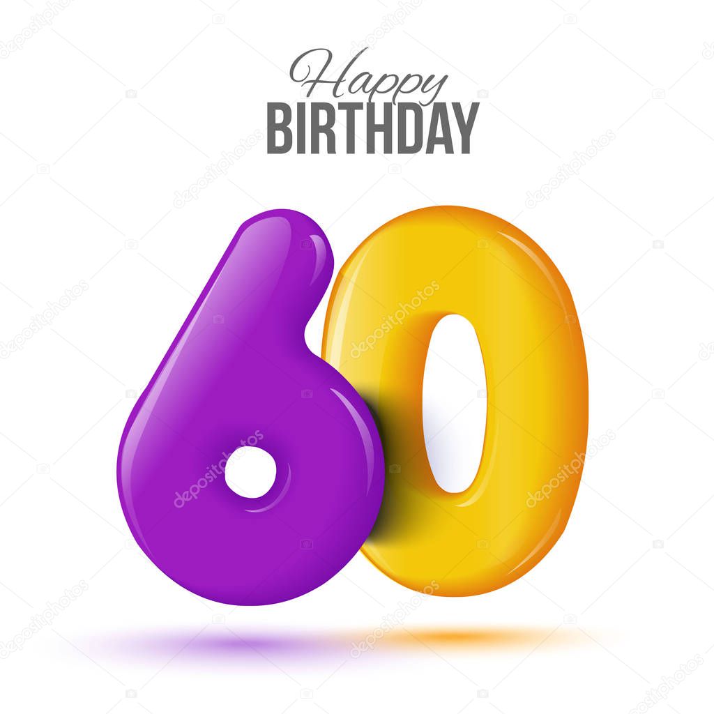 Birthday greeting card template with glossy fifty shaped balloon