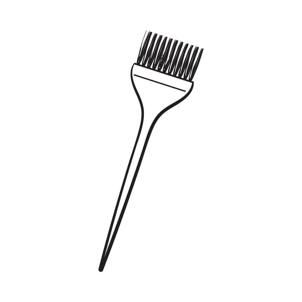 Couleur mélangeant brosse de coiffeur en plastique, brosse à cheveux, illustration vectorielle de style croquis — Image vectorielle