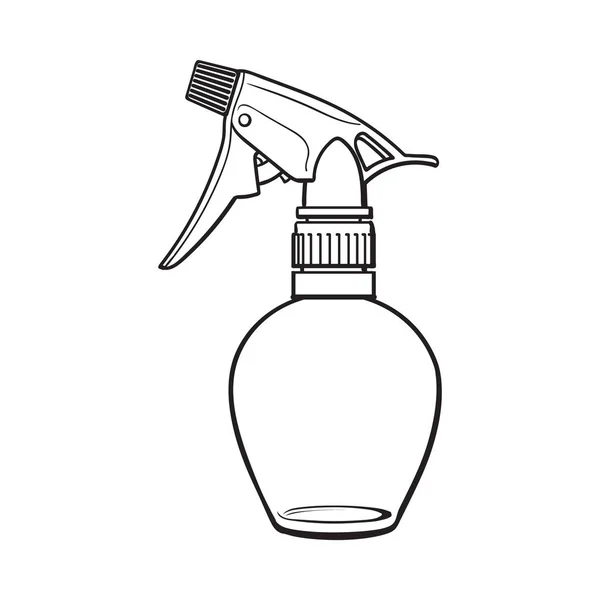 Bez etykiety, przezroczyste plastikowe Fryzjer sprayem, szkic styl wektor ilustracja — Wektor stockowy