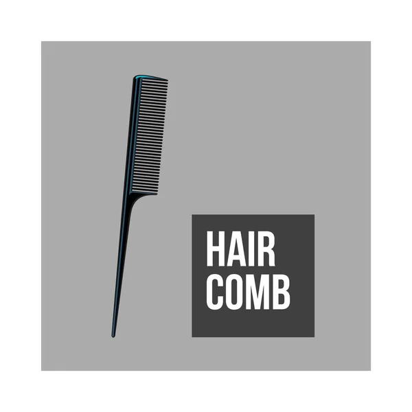 Pente de cabeleireiro preto plástico tradicional, ilustração vetorial estilo esboço — Vetor de Stock