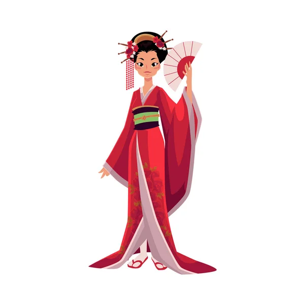 Japanse geisha in kimono houden van sexy, symbool van Japan — Stockvector