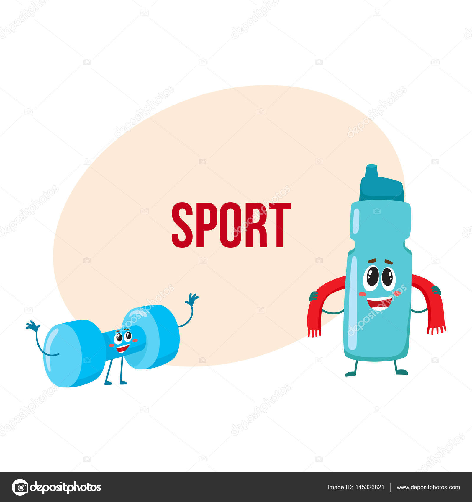 Funny dumbbell and protein shaker characters with smiling human faces Stock  Vector by ©Sabelskaya 145326821