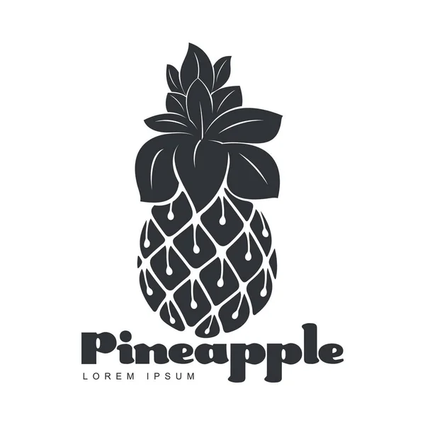 Schwarz-weiße assymmetrische grafische Ananas-Logo-Vorlage — Stockvektor