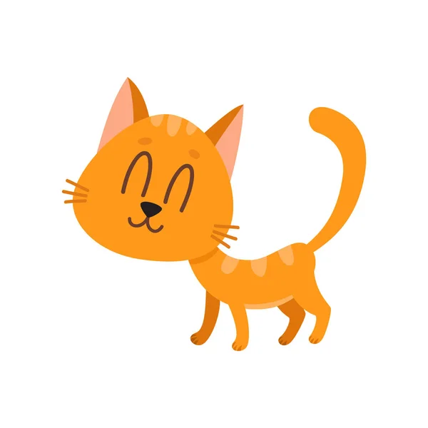 Lindo divertido gato rojo dulce ojos cerrados de placer — Vector de stock