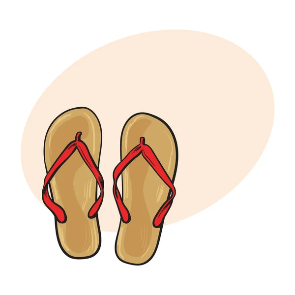 Paar Flip-Flops, Sommerurlaub Attribut, Hausschuhe, Schuhe — Stockvektor