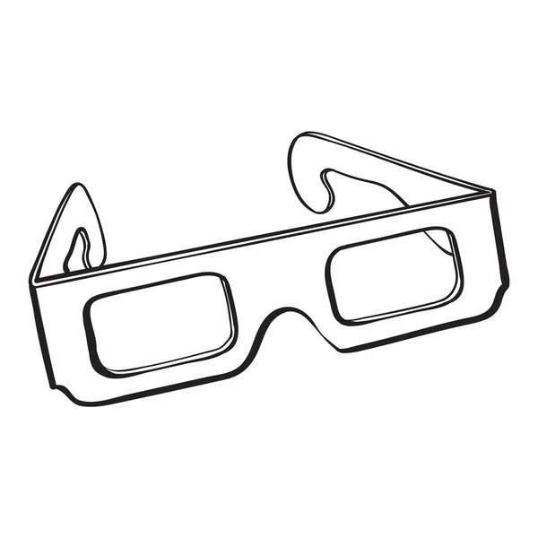 Estereoscópico, óculos 3d em moldura de plástico preto —  Vetores de Stock