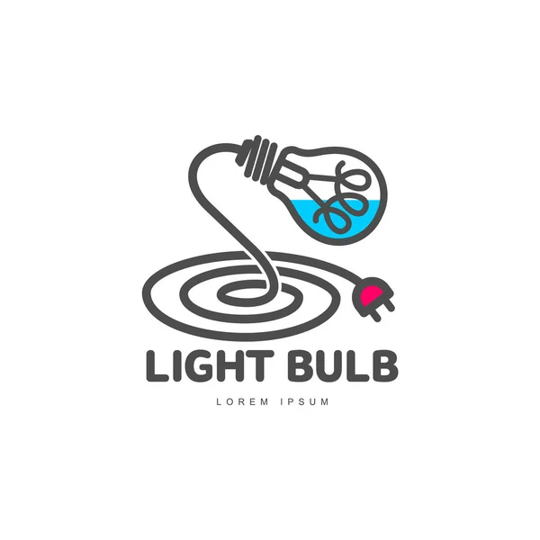 電球とテーブル ランプを形成する電源ケーブルのロゴ — ストックベクタ