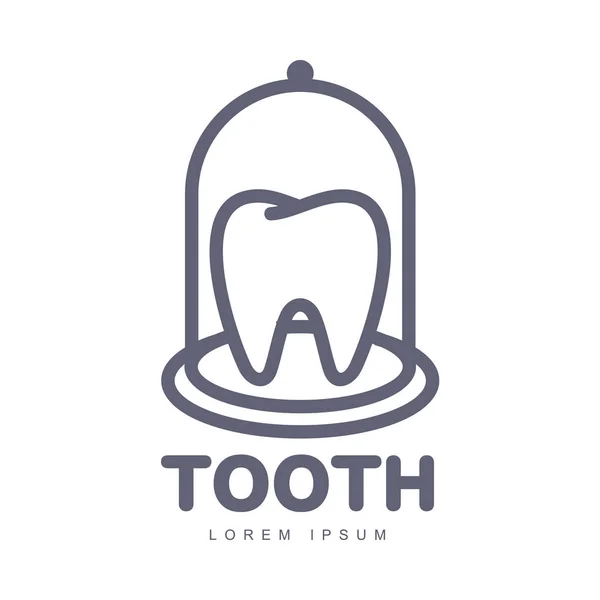 Plantilla de logotipo de cuidado dental con diente bajo vidrio de campana — Archivo Imágenes Vectoriales