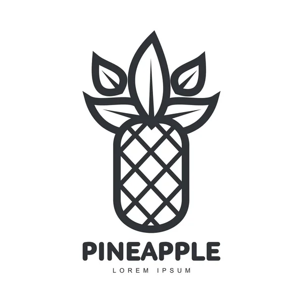 Modèle de logo ananas graphique symétrique noir et blanc — Image vectorielle