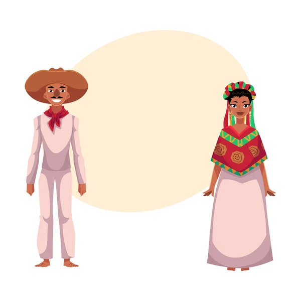 Mexicaanse man en vrouw in traditionele casual nationale kleding — Stockvector