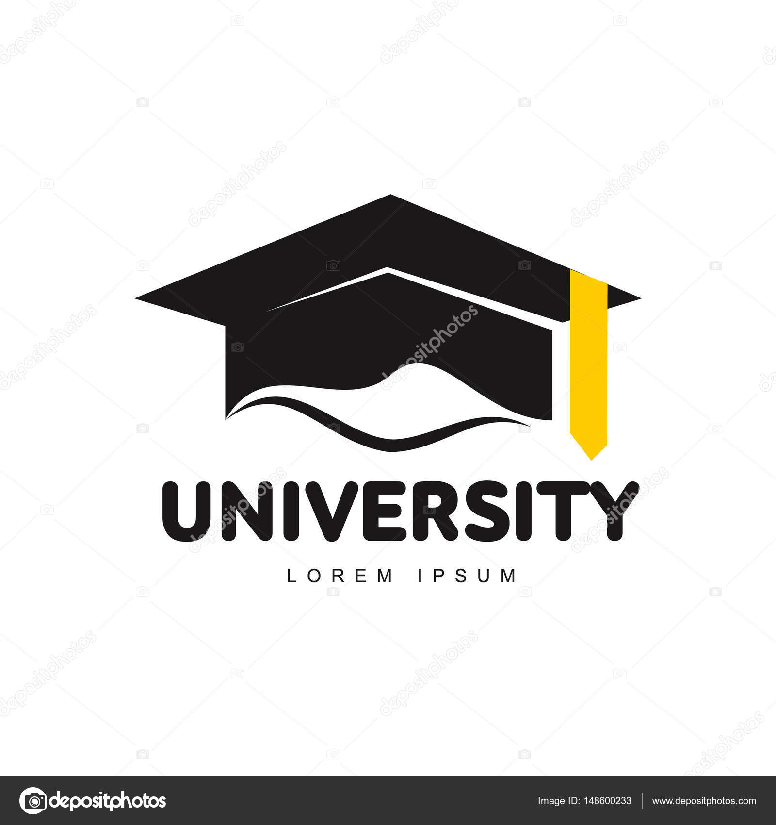 Graphic three colored square academic, graduation cap logo ...