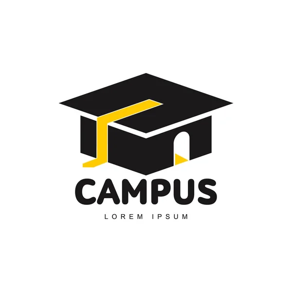 Afbeelding drie gekleurde vierkante academische, graduation cap logo sjabloon — Stockvector