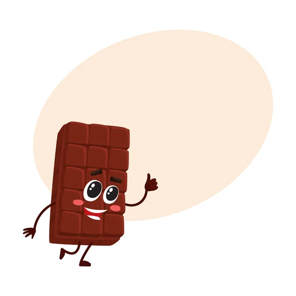 Tatlı çikolata bar karakter komik surat, başparmak giving yukarıya ile — Stok Vektör